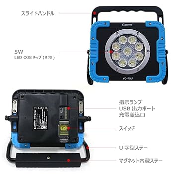 Amazon | GOODGOODS led投光器 充電式 作業灯 45W IP65 防水